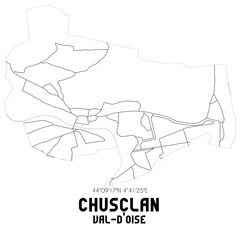 CHUSCLAN Val-d'Oise. Minimalistic street map with black and white lines.