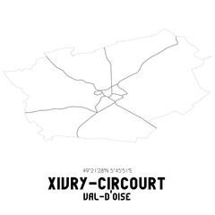 XIVRY-CIRCOURT Val-d'Oise. Minimalistic street map with black and white lines.