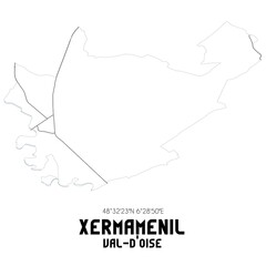 XERMAMENIL Val-d'Oise. Minimalistic street map with black and white lines.