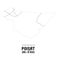 POISAT Val-d'Oise. Minimalistic street map with black and white lines.