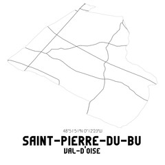 SAINT-PIERRE-DU-BU Val-d'Oise. Minimalistic street map with black and white lines.