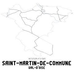 SAINT-MARTIN-DE-COMMUNE Val-d'Oise. Minimalistic street map with black and white lines.