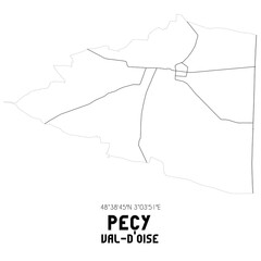 PECY Val-d'Oise. Minimalistic street map with black and white lines.