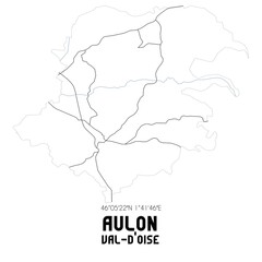 AULON Val-d'Oise. Minimalistic street map with black and white lines.
