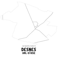 DESNES Val-d'Oise. Minimalistic street map with black and white lines.