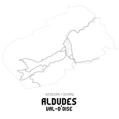ALDUDES Val-d'Oise. Minimalistic street map with black and white lines.