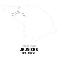 JAUSIERS Val-d'Oise. Minimalistic street map with black and white lines.