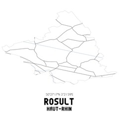 ROSULT Haut-Rhin. Minimalistic street map with black and white lines.