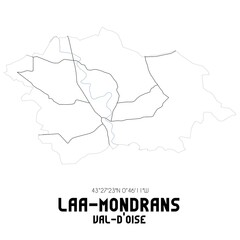 LAA-MONDRANS Val-d'Oise. Minimalistic street map with black and white lines.