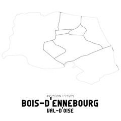 BOIS-D'ENNEBOURG Val-d'Oise. Minimalistic street map with black and white lines.