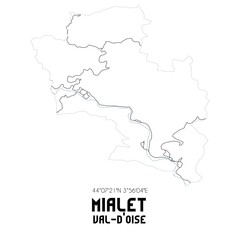 MIALET Val-d'Oise. Minimalistic street map with black and white lines.