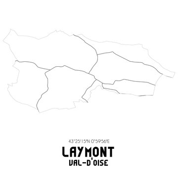 LAYMONT Val-d'Oise. Minimalistic street map with black and white lines.