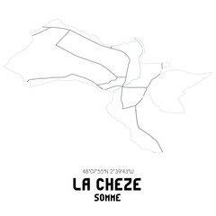 LA CHEZE Somme. Minimalistic street map with black and white lines.