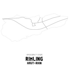 RIMLING Haut-Rhin. Minimalistic street map with black and white lines.
