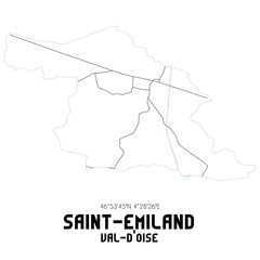 Fototapeta premium SAINT-EMILAND Val-d'Oise. Minimalistic street map with black and white lines.