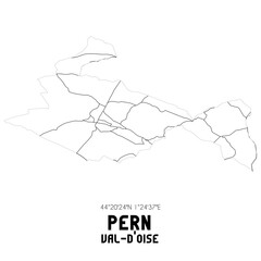 PERN Val-d'Oise. Minimalistic street map with black and white lines.