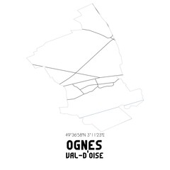OGNES Val-d'Oise. Minimalistic street map with black and white lines.