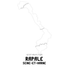RAPALE Seine-et-Marne. Minimalistic street map with black and white lines.