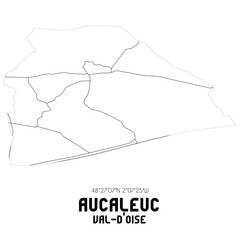 AUCALEUC Val-d'Oise. Minimalistic street map with black and white lines.