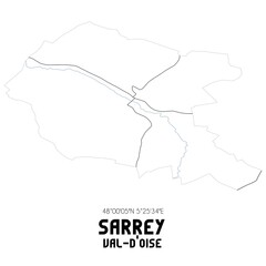 SARREY Val-d'Oise. Minimalistic street map with black and white lines.
