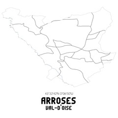 ARROSES Val-d'Oise. Minimalistic street map with black and white lines.