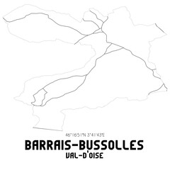 BARRAIS-BUSSOLLES Val-d'Oise. Minimalistic street map with black and white lines.