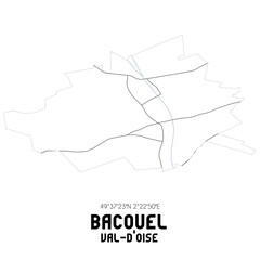 BACOUEL Val-d'Oise. Minimalistic street map with black and white lines.