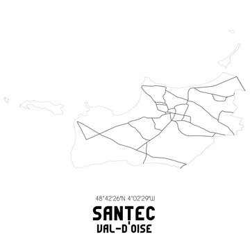 SANTEC Val-d'Oise. Minimalistic street map with black and white lines.