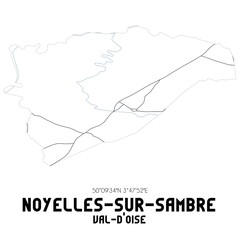 NOYELLES-SUR-SAMBRE Val-d'Oise. Minimalistic street map with black and white lines.