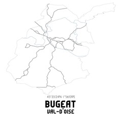 BUGEAT Val-d'Oise. Minimalistic street map with black and white lines.