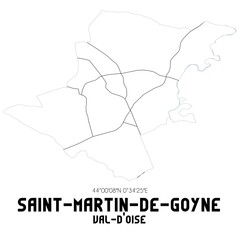 SAINT-MARTIN-DE-GOYNE Val-d'Oise. Minimalistic street map with black and white lines.