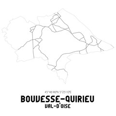 BOUVESSE-QUIRIEU Val-d'Oise. Minimalistic street map with black and white lines.