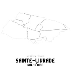 SAINTE-LIVRADE Val-d'Oise. Minimalistic street map with black and white lines.