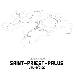 SAINT-PRIEST-PALUS Val-d'Oise. Minimalistic street map with black and white lines.