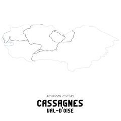 CASSAGNES Val-d'Oise. Minimalistic street map with black and white lines.