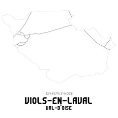 VIOLS-EN-LAVAL Val-d'Oise. Minimalistic street map with black and white lines.