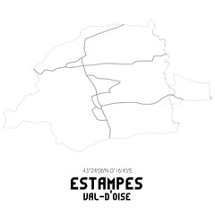 Obraz premium ESTAMPES Val-d'Oise. Minimalistic street map with black and white lines.