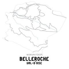BELLEROCHE Val-d'Oise. Minimalistic street map with black and white lines.