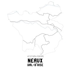 NEAUX Val-d'Oise. Minimalistic street map with black and white lines.