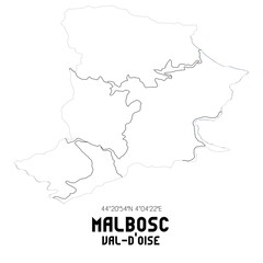 Fototapeta premium MALBOSC Val-d'Oise. Minimalistic street map with black and white lines.