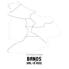 Fototapeta premium BANOS Val-d'Oise. Minimalistic street map with black and white lines.