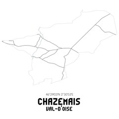 CHAZEMAIS Val-d'Oise. Minimalistic street map with black and white lines.