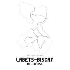 LABETS-BISCAY Val-d'Oise. Minimalistic street map with black and white lines.