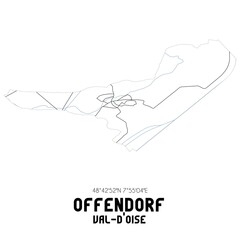 OFFENDORF Val-d'Oise. Minimalistic street map with black and white lines.
