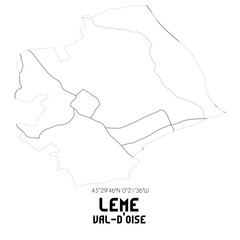 LEME Val-d'Oise. Minimalistic street map with black and white lines.