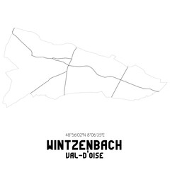 WINTZENBACH Val-d'Oise. Minimalistic street map with black and white lines.