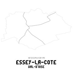 ESSEY-LA-COTE Val-d'Oise. Minimalistic street map with black and white lines.