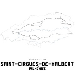 SAINT-CIRGUES-DE-MALBERT Val-d'Oise. Minimalistic street map with black and white lines.