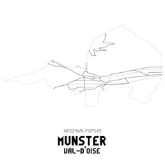 MUNSTER Val-d'Oise. Minimalistic street map with black and white lines.
