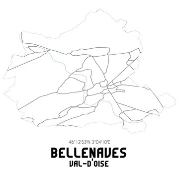 BELLENAVES Val-d'Oise. Minimalistic street map with black and white lines.